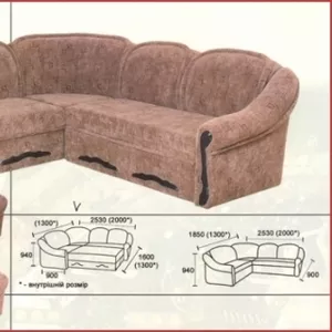 велюровый угловой диван + кресло 